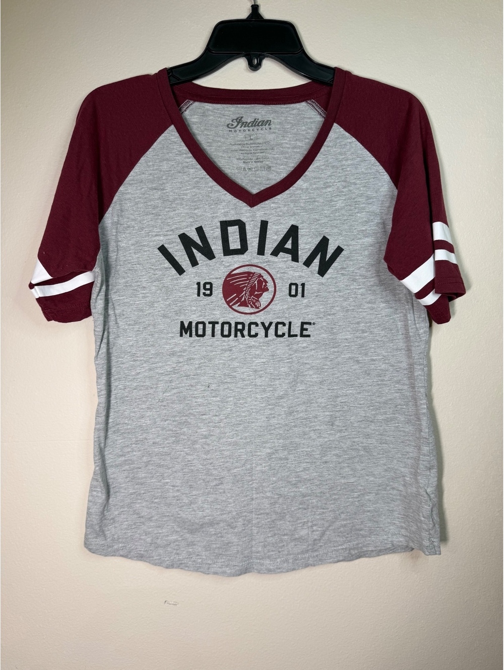 Indian Motorcycle Sturgis Raglan Sleeve V-Neck T-Shirt, Size Large